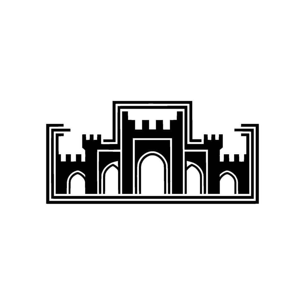 Geometric Fortress Minimalist Black White Emblem, Architecture vector