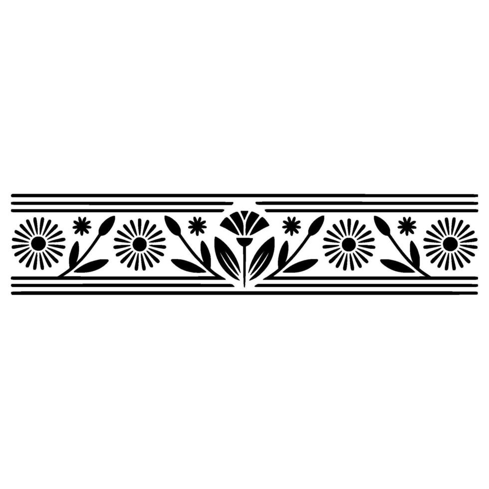 Stylized Floral Border, Vintage Element, Geometric vector