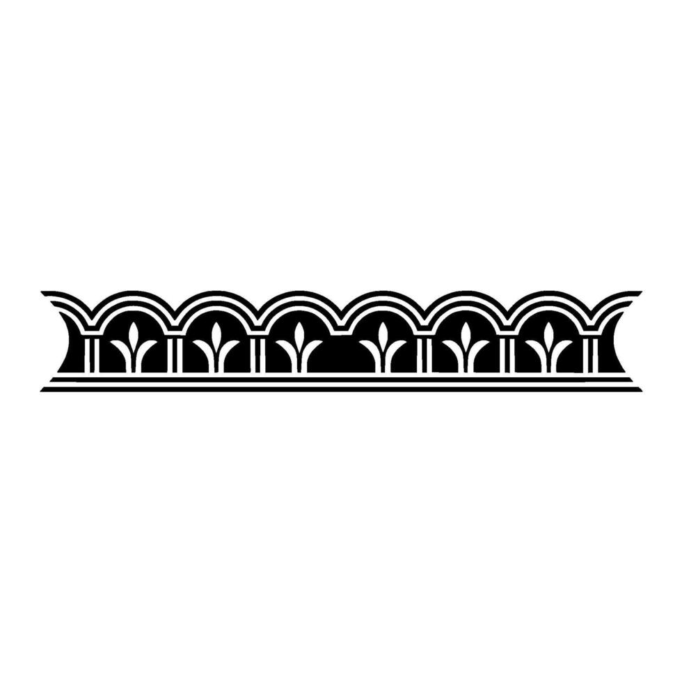 Art Deco Floral Border, Elegant Element, Geometric vector