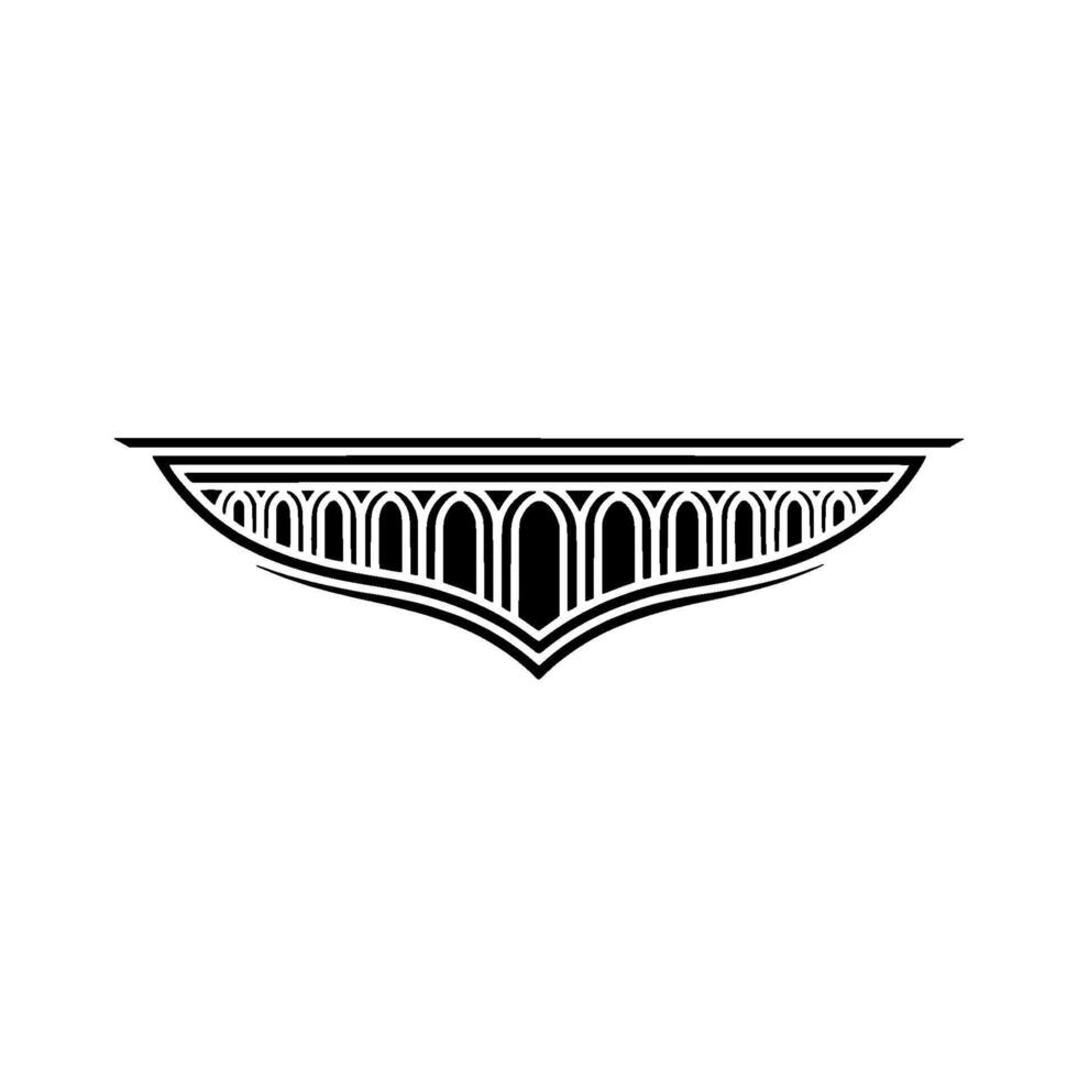 Art Deco Winged Ornament, Geometric, Line vector