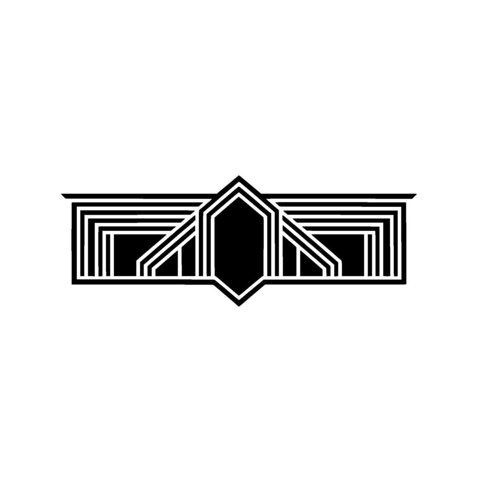 Geometric Deco Emblem, Elegant Black White, Art deco vector