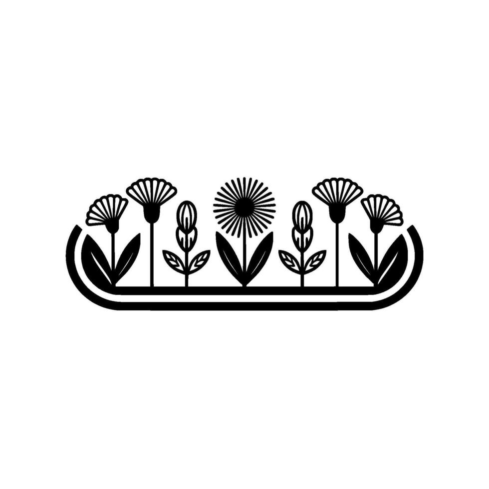 Stylized Floral Emblem, Minimalist Botanical, Line art vector