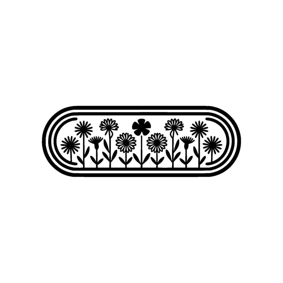 Minimalist Floral Oval Emblem, Botanical Illustration vector