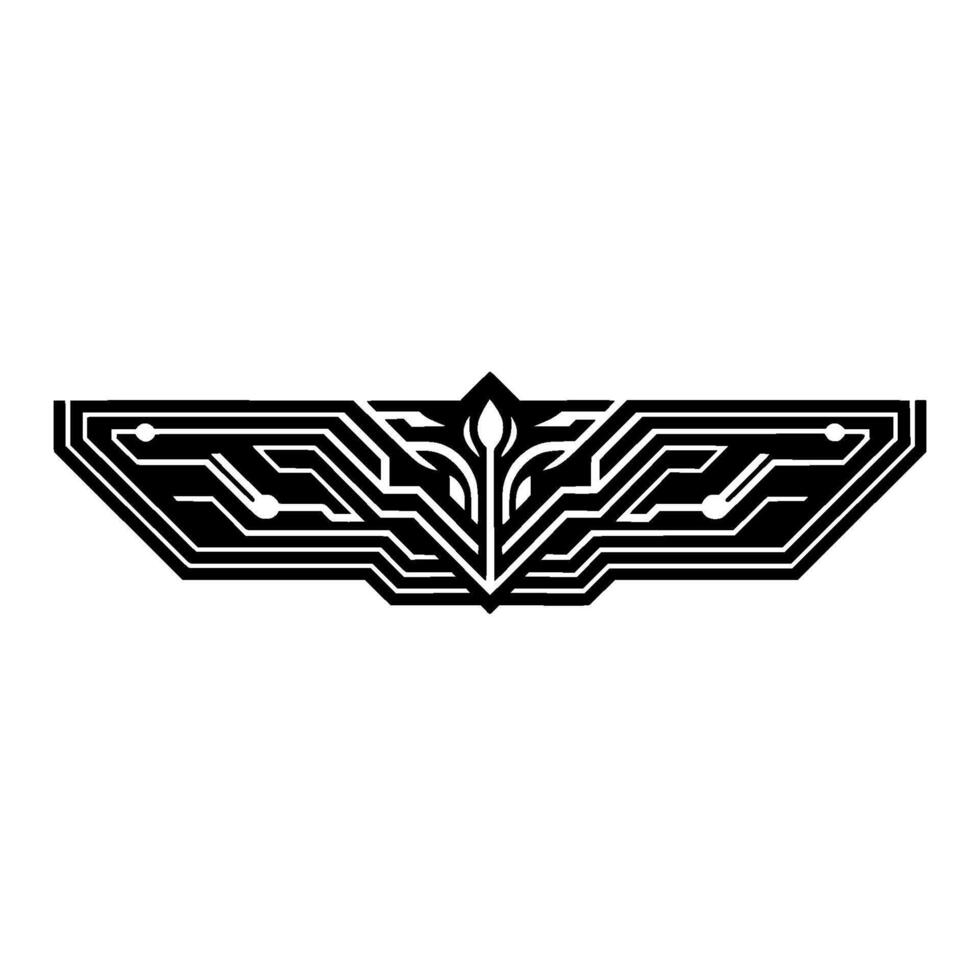 Geometric Wing Emblem, Circuitry Abstract vector