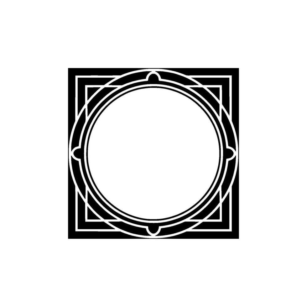 Geometric Deco Frame, Elegant Border, Vintage - Circular vector