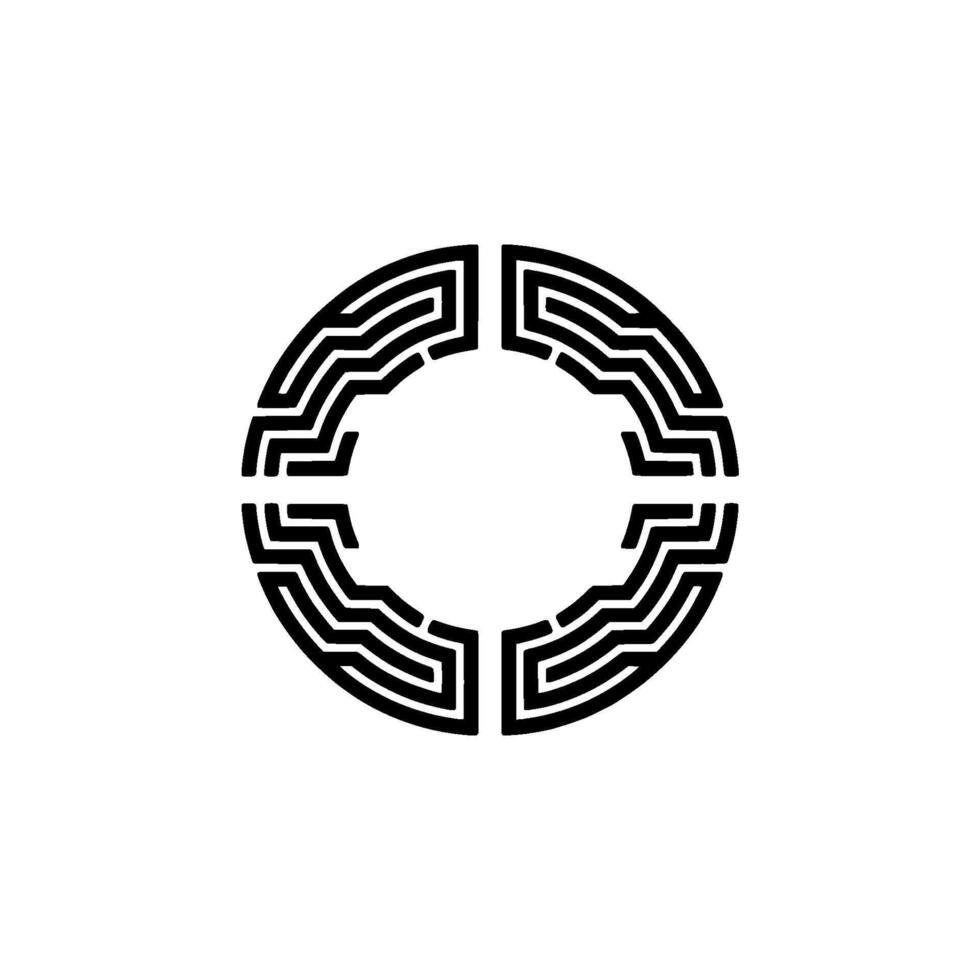 Intricate Circular Maze Emblem, Minimalist vector