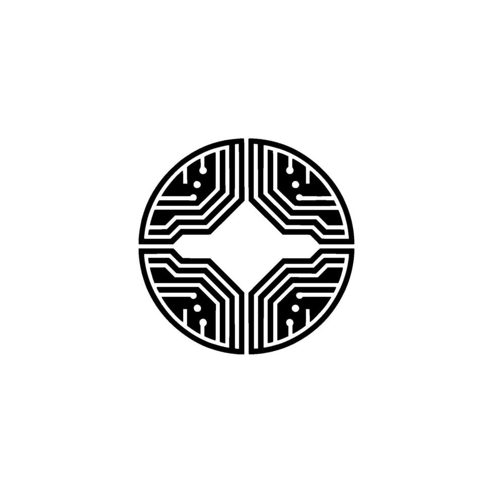 Geometric Circuit Emblem, Modern Tech Symbol vector