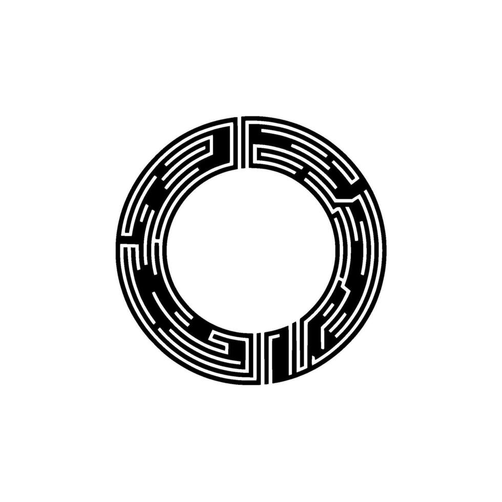Intricate Circular Maze, Minimalist - Circle vector