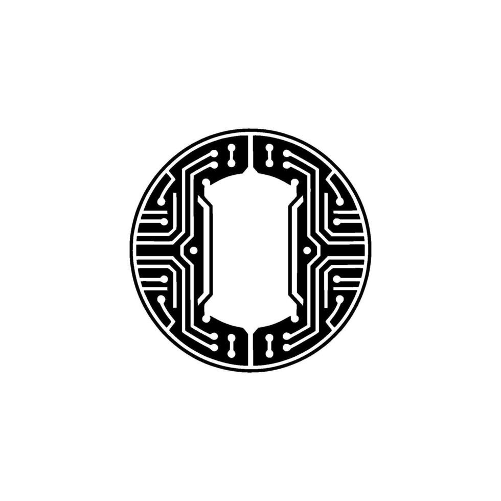 Circuit Board Initial - Minimalist Tech Emblem vector