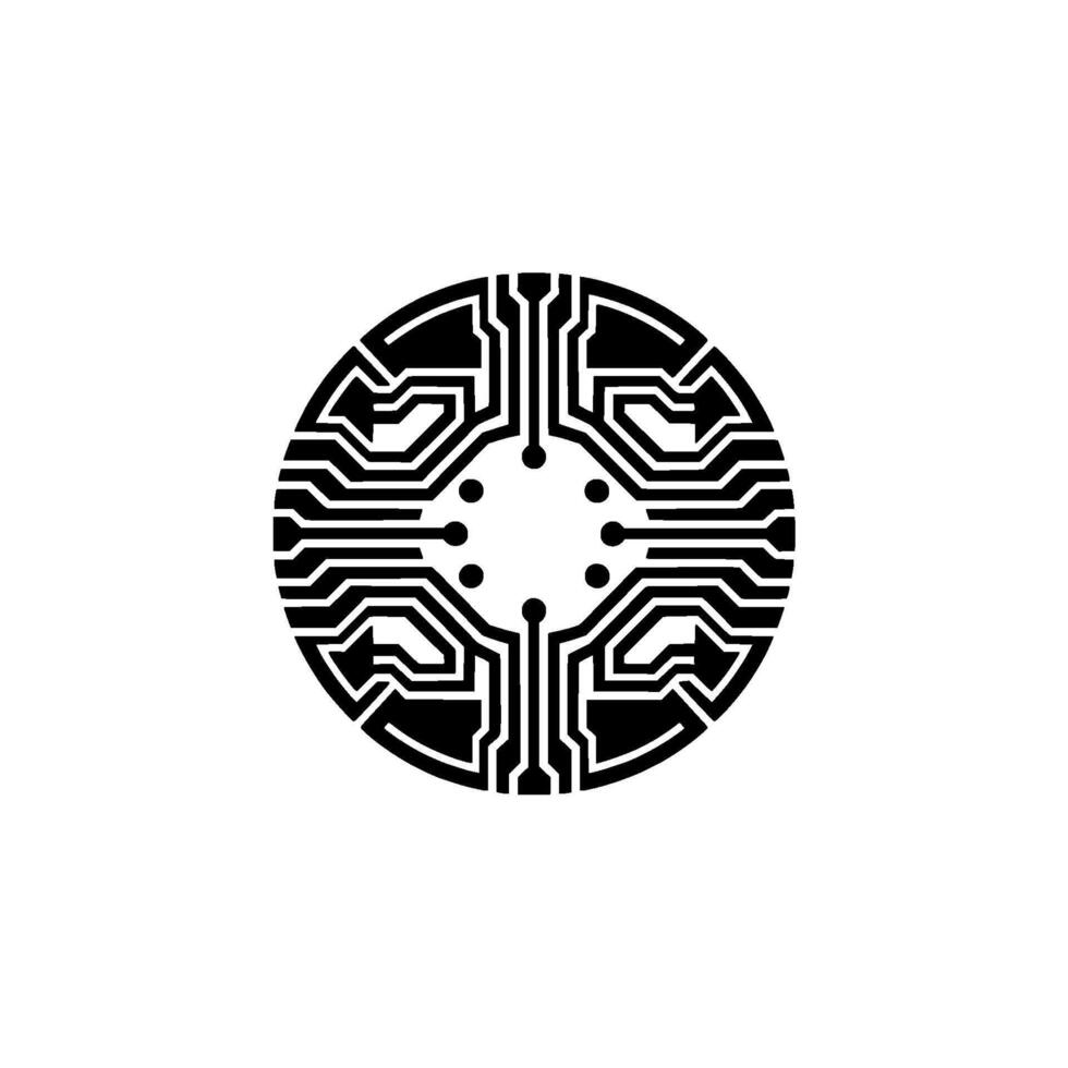 Circuitry Mandala Geometric Tech Symbol vector