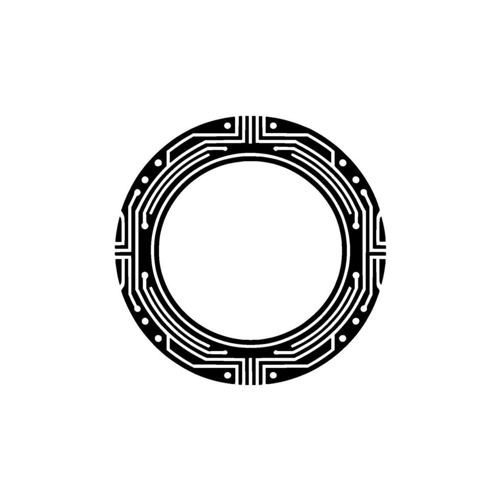 Geometric Portal Circuitry Circle, Minimalist vector