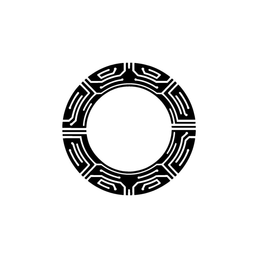 Geometric Circle Emblem, Stylized Asian Motif vector