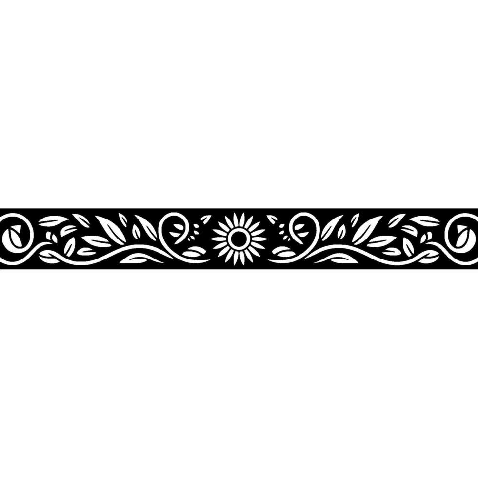 Intricate Black Floral Border, Vintage vector