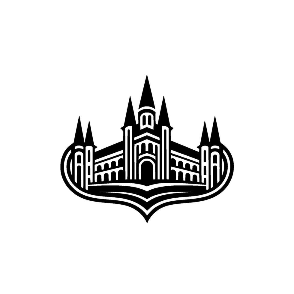 Gothic Castle Silhouette, Minimalist Emblem - Architecture vector