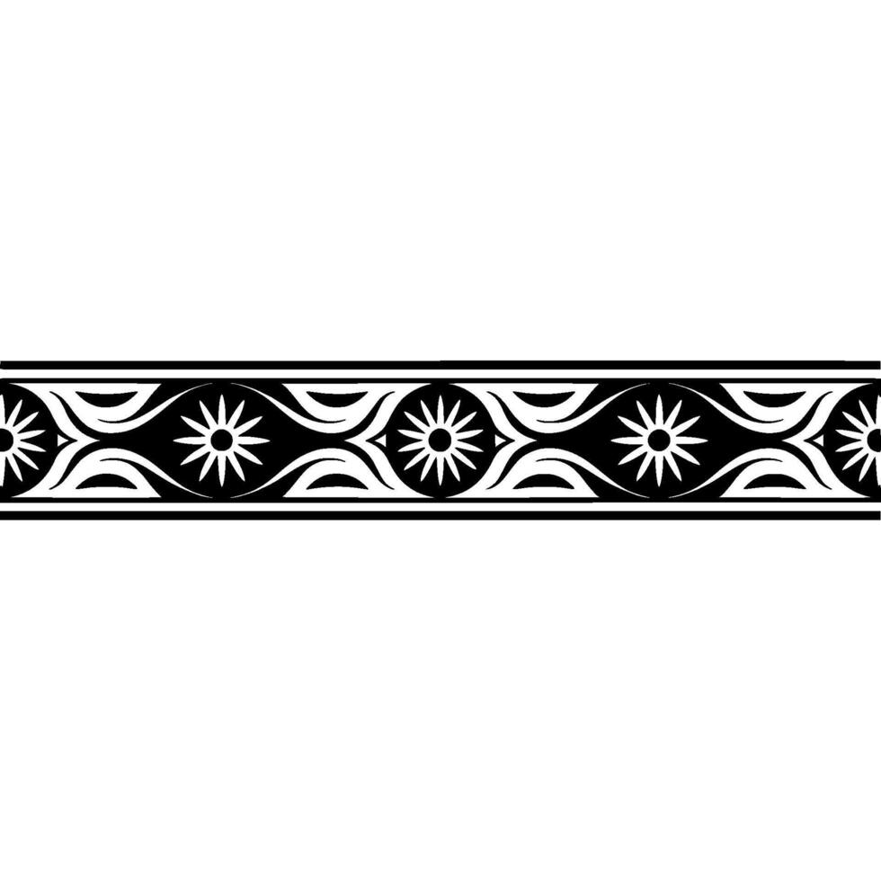 Geometric Tribal Border, Elegant Black White vector