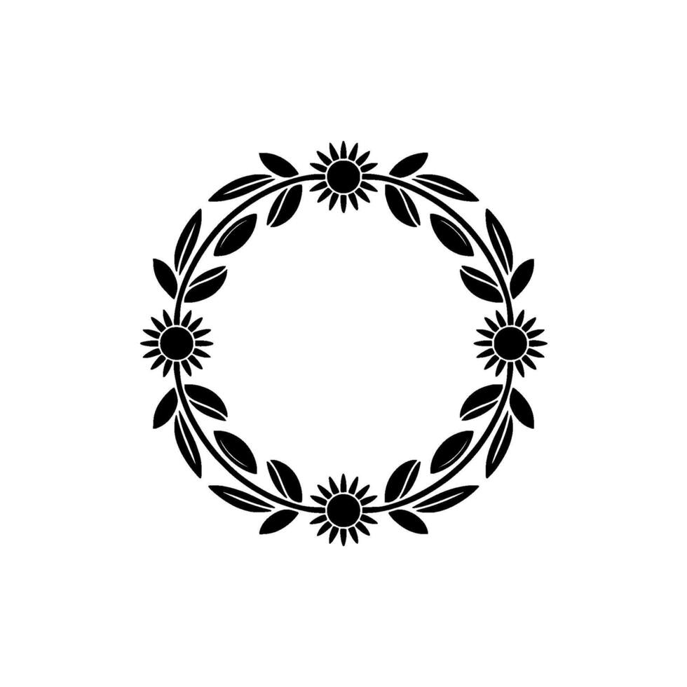 Stylized Sunflower Wreath, Minimalist vector
