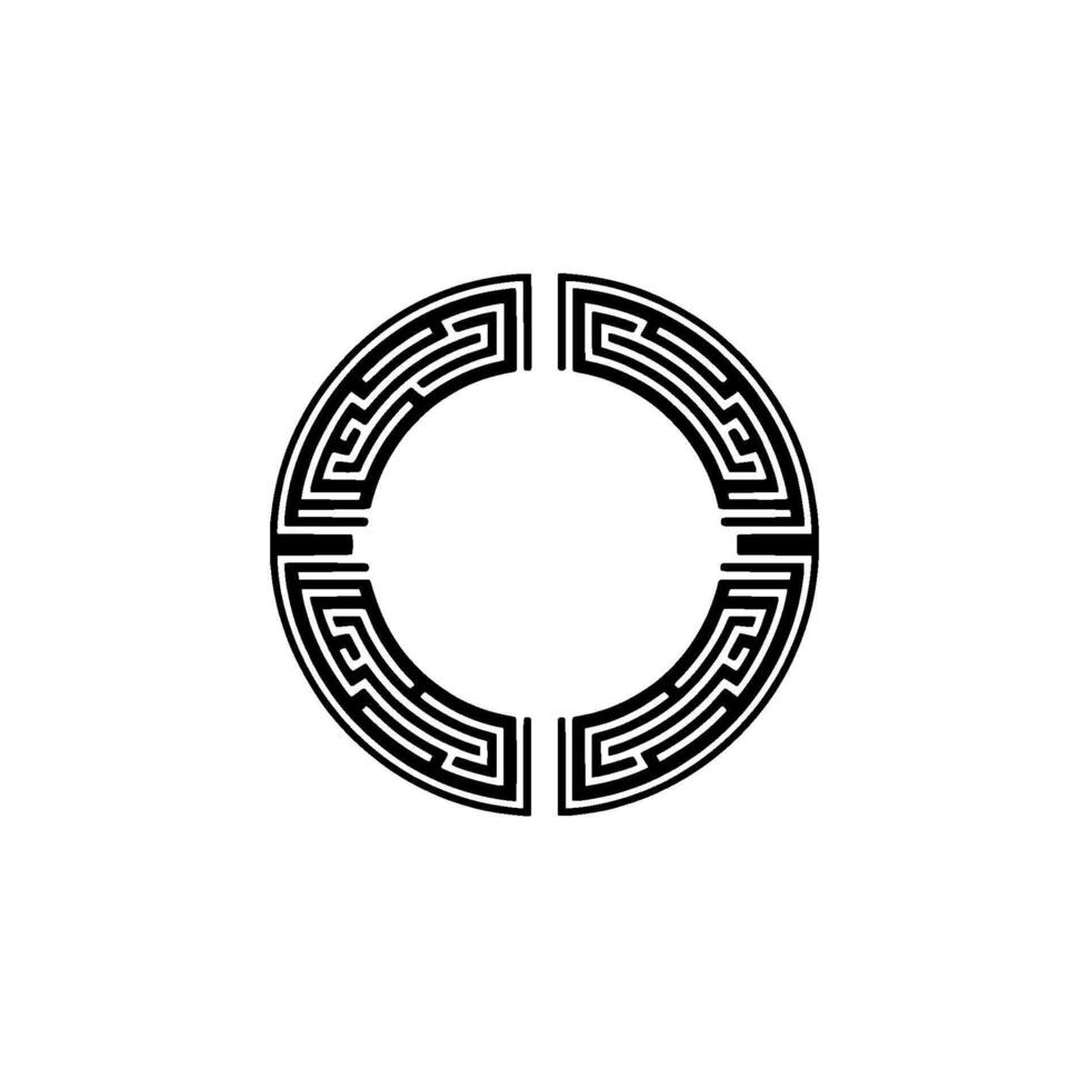 Intricate Circular Maze, Minimalist, Symbolic Pattern vector