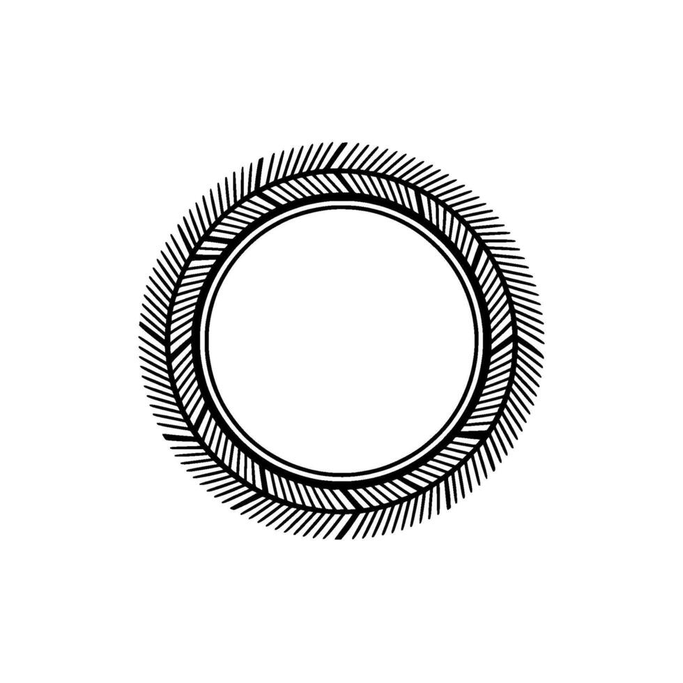 Geometric Feather Circle, Minimalist Element vector