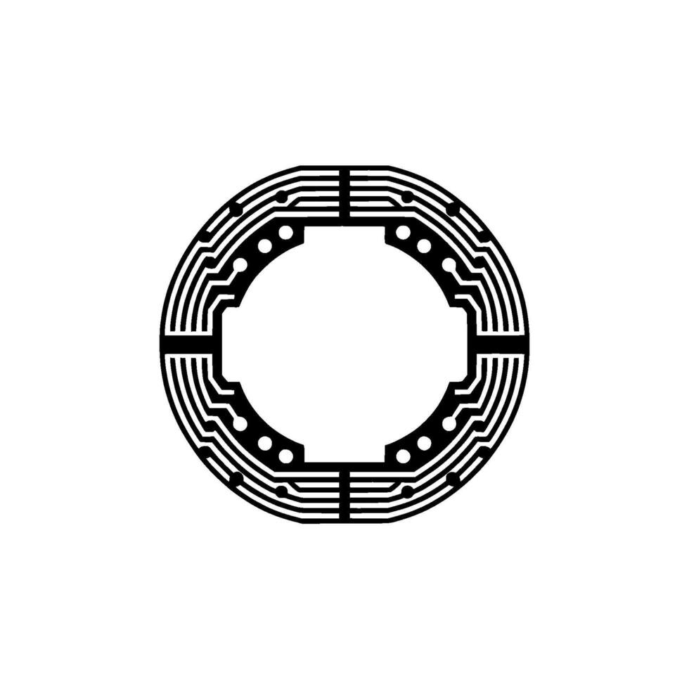 Circuitry Circle Minimalist Tech, Futuristic vector