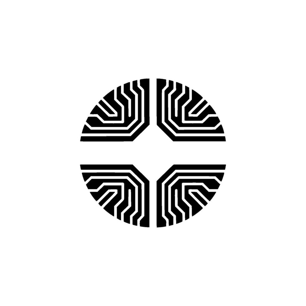 Geometric Symmetry, Circuitry Motif, Modern Emblem vector