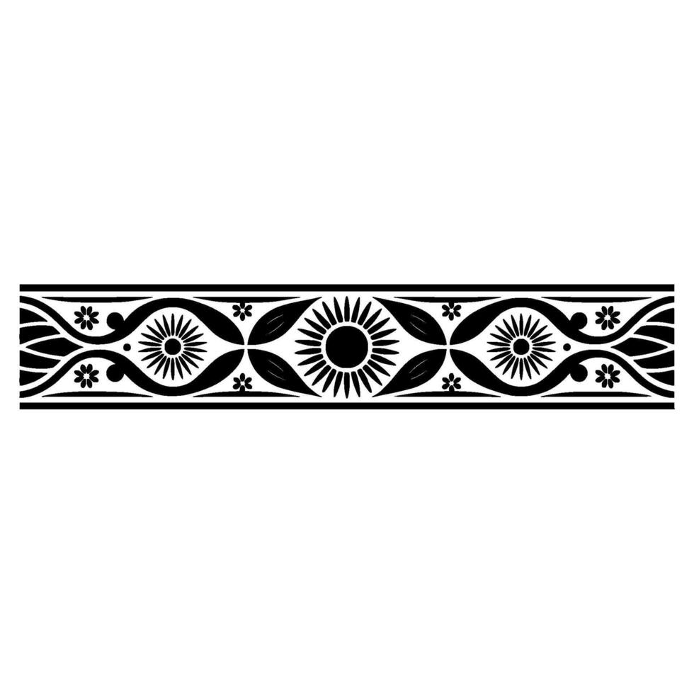 Geometric Floral Border, Vintage Style, Decorative Element vector