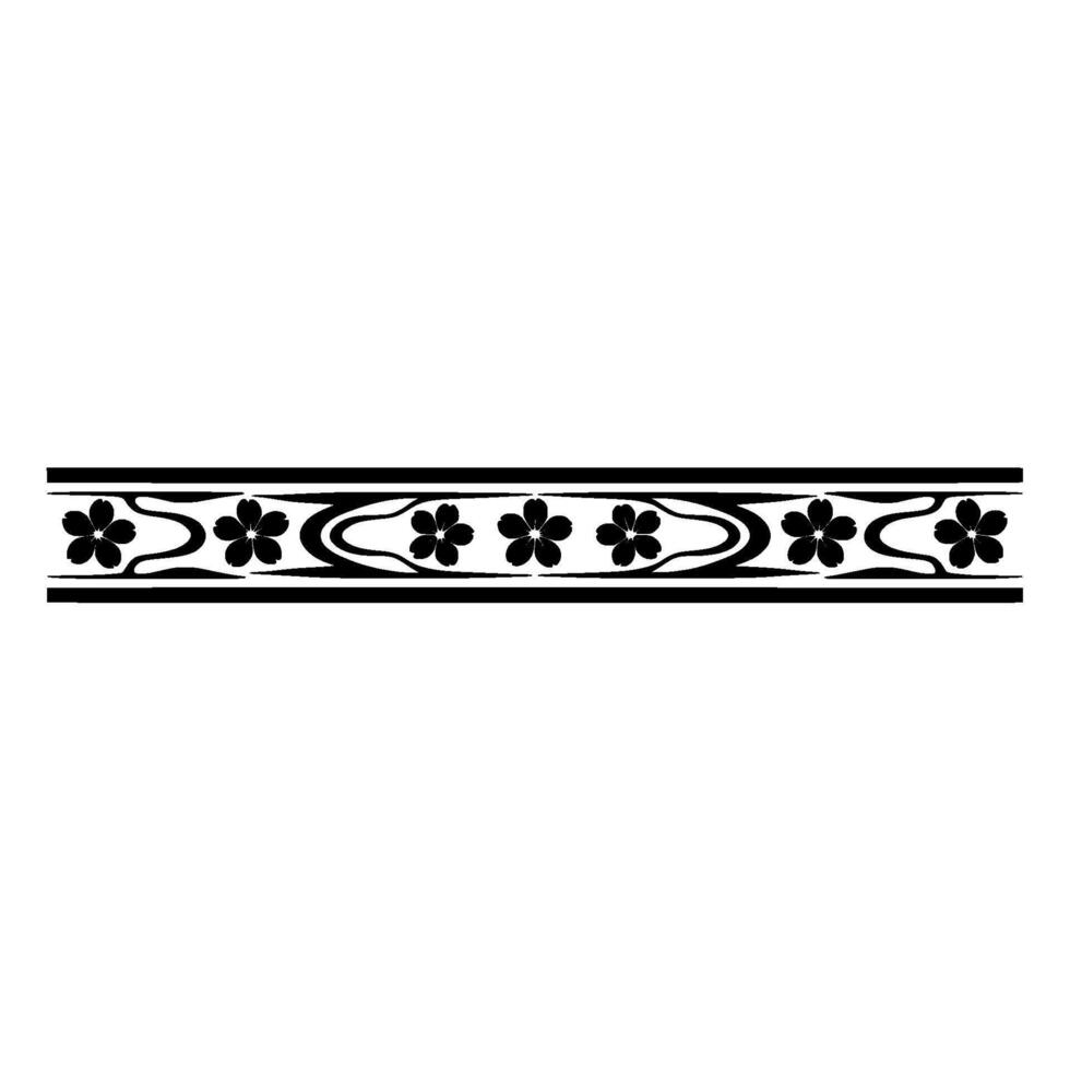 Elegant Black Floral Border, Vintage - Pattern vector
