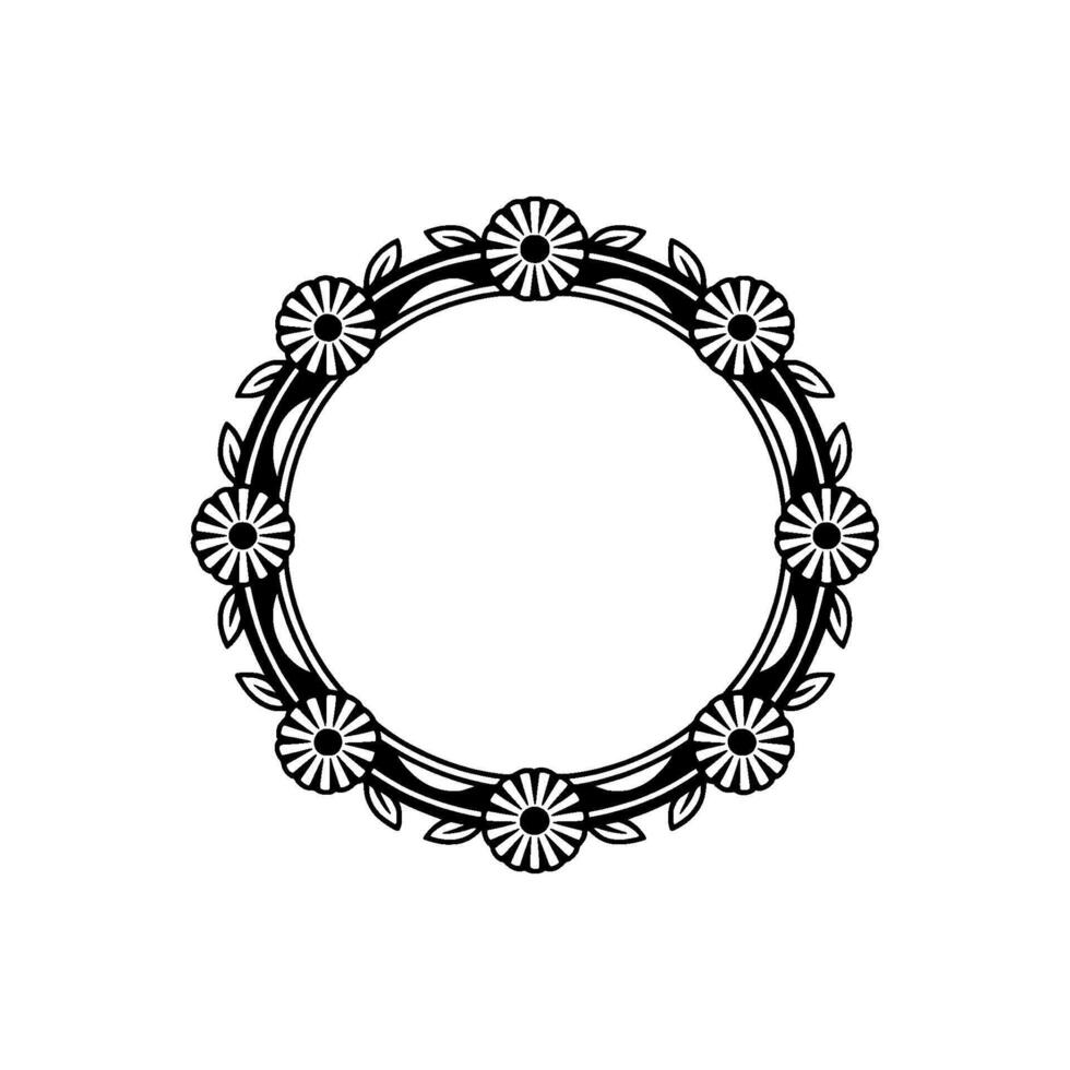 Floral Circle Frame, Vintage Botanical Illustration vector