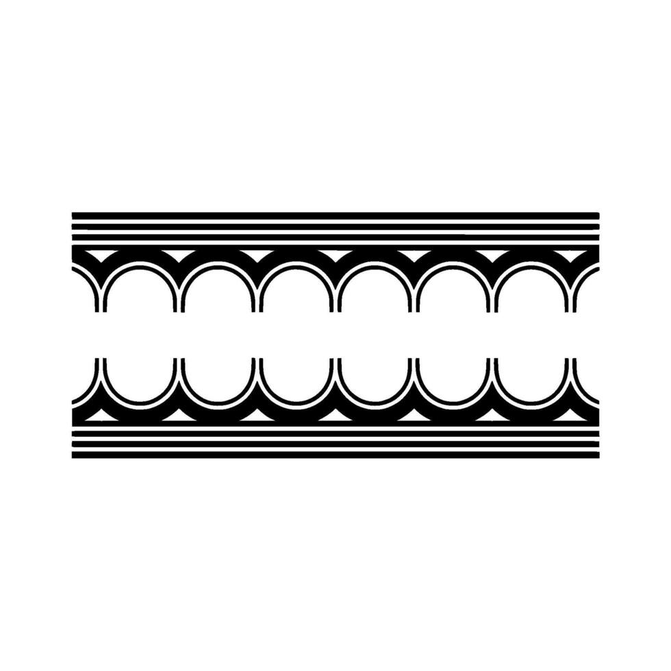 Geometric Deco Border, Minimalist, Elegant Pattern - Monochrome vector