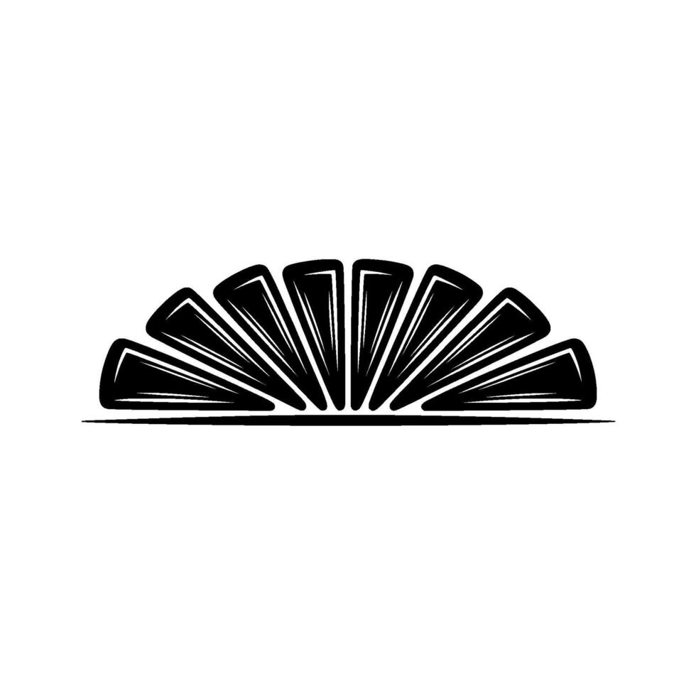 Geometric Fan Motif, Minimalist, Black White vector