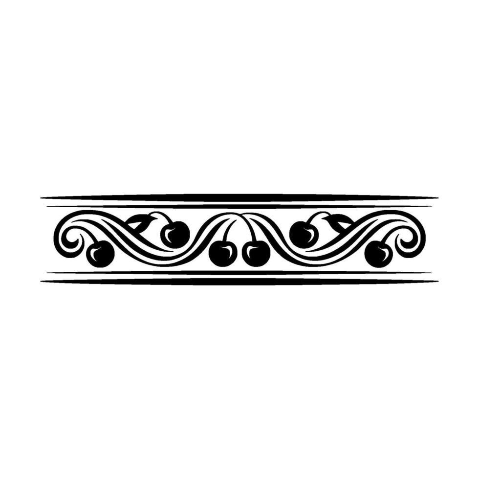 Elegant Black Floral Border, Vintage Element - Ornament - Swirls vector