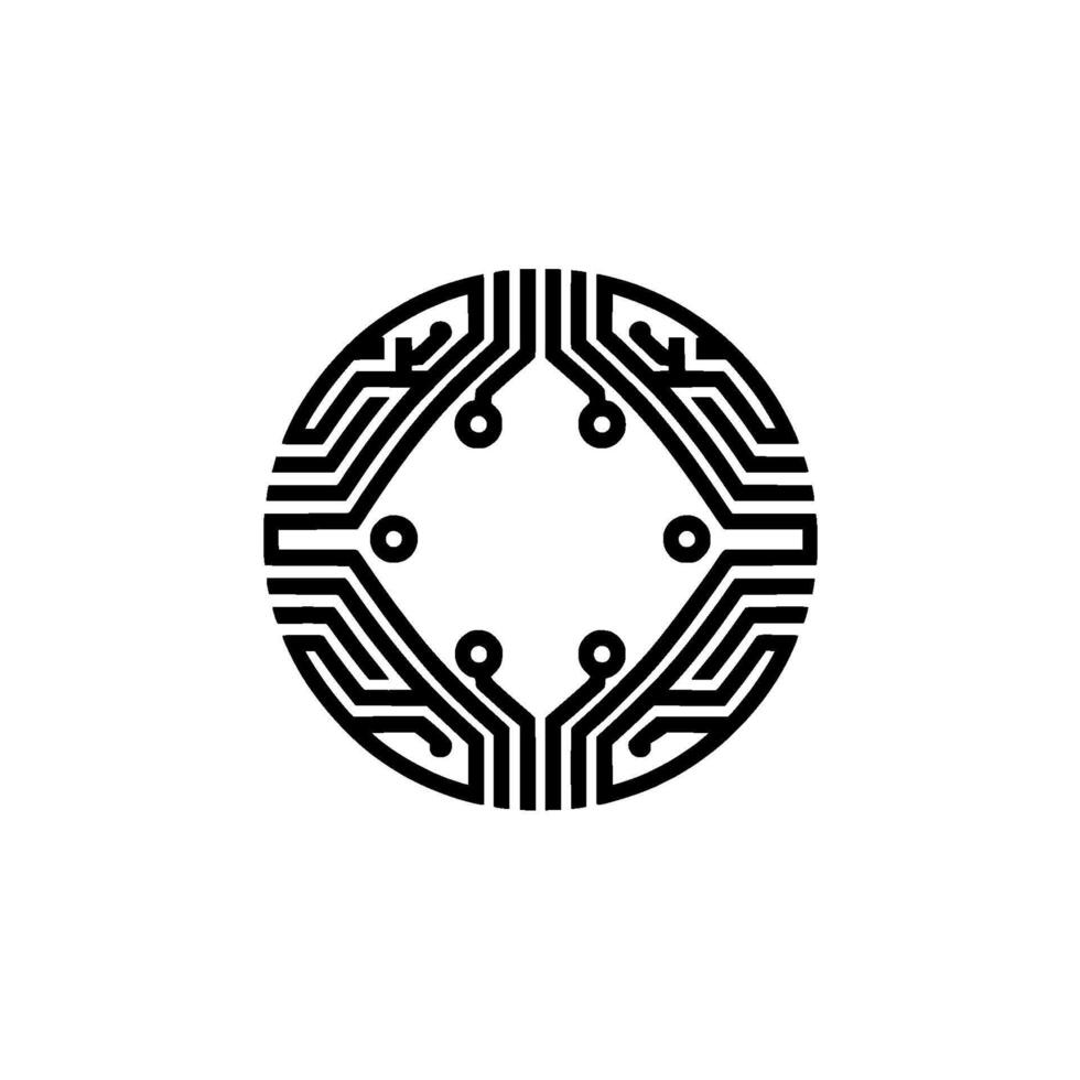 Circuitry Emblem, Minimalist Tech, Digital Connection vector
