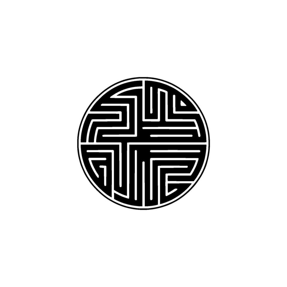 Circular Chinese Knot Symbol, Minimalist vector