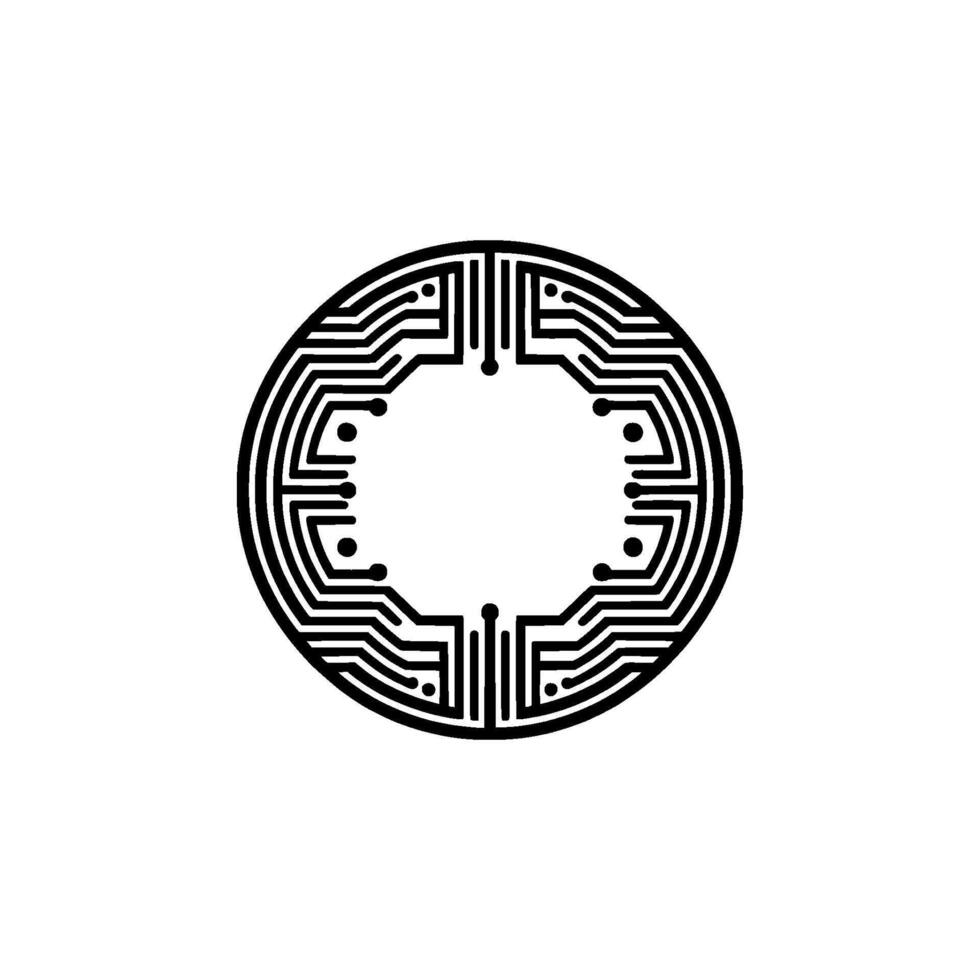 Intricate Circuit Mandala, Minimalist vector