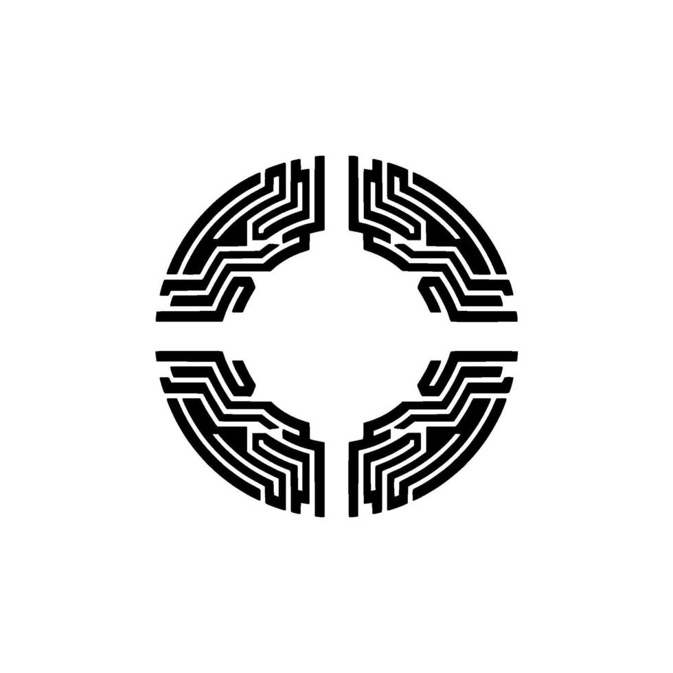 Geometric Circuit Mandala, Minimalist, Pattern vector