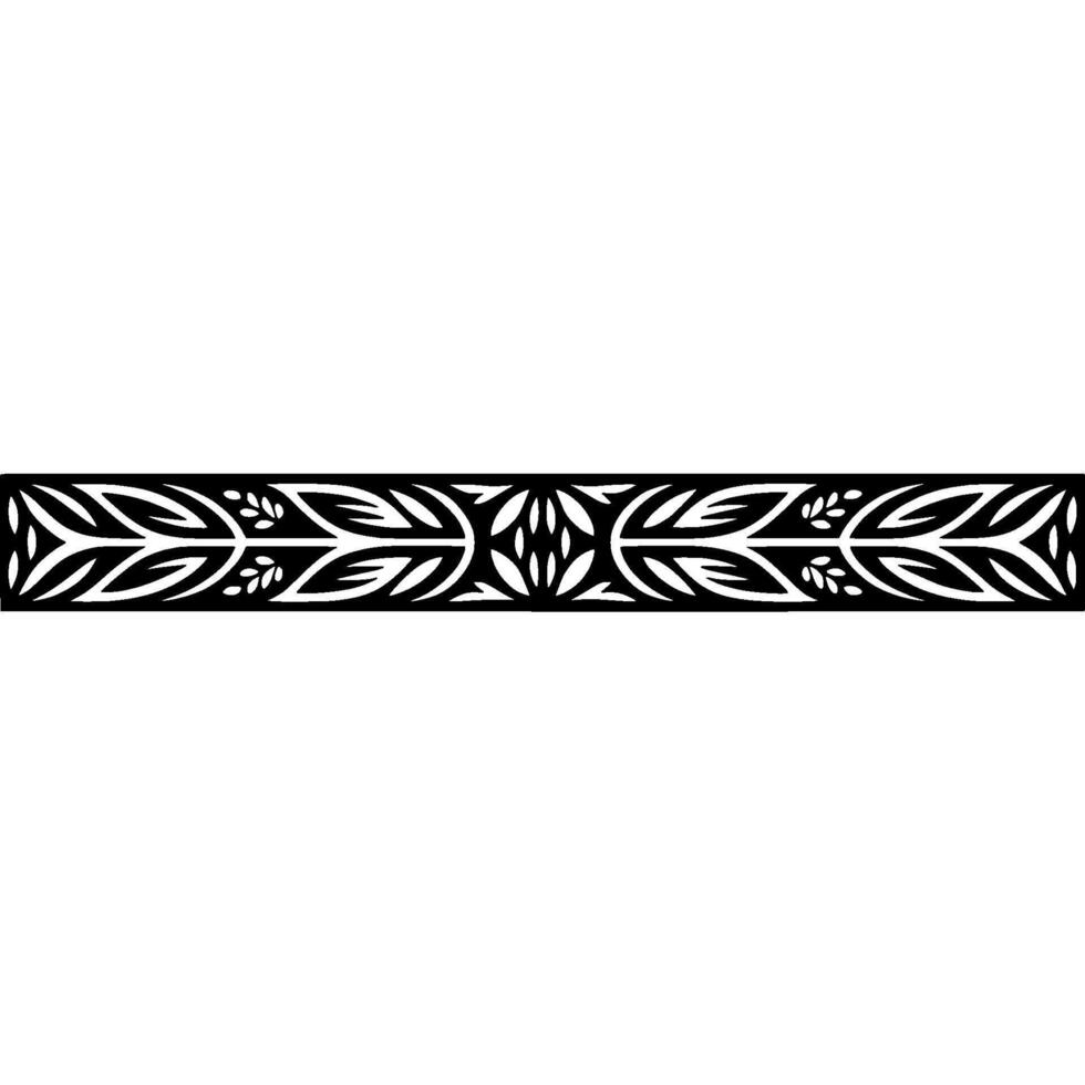 Elegant Black and White Leaf Border, Vintage vector
