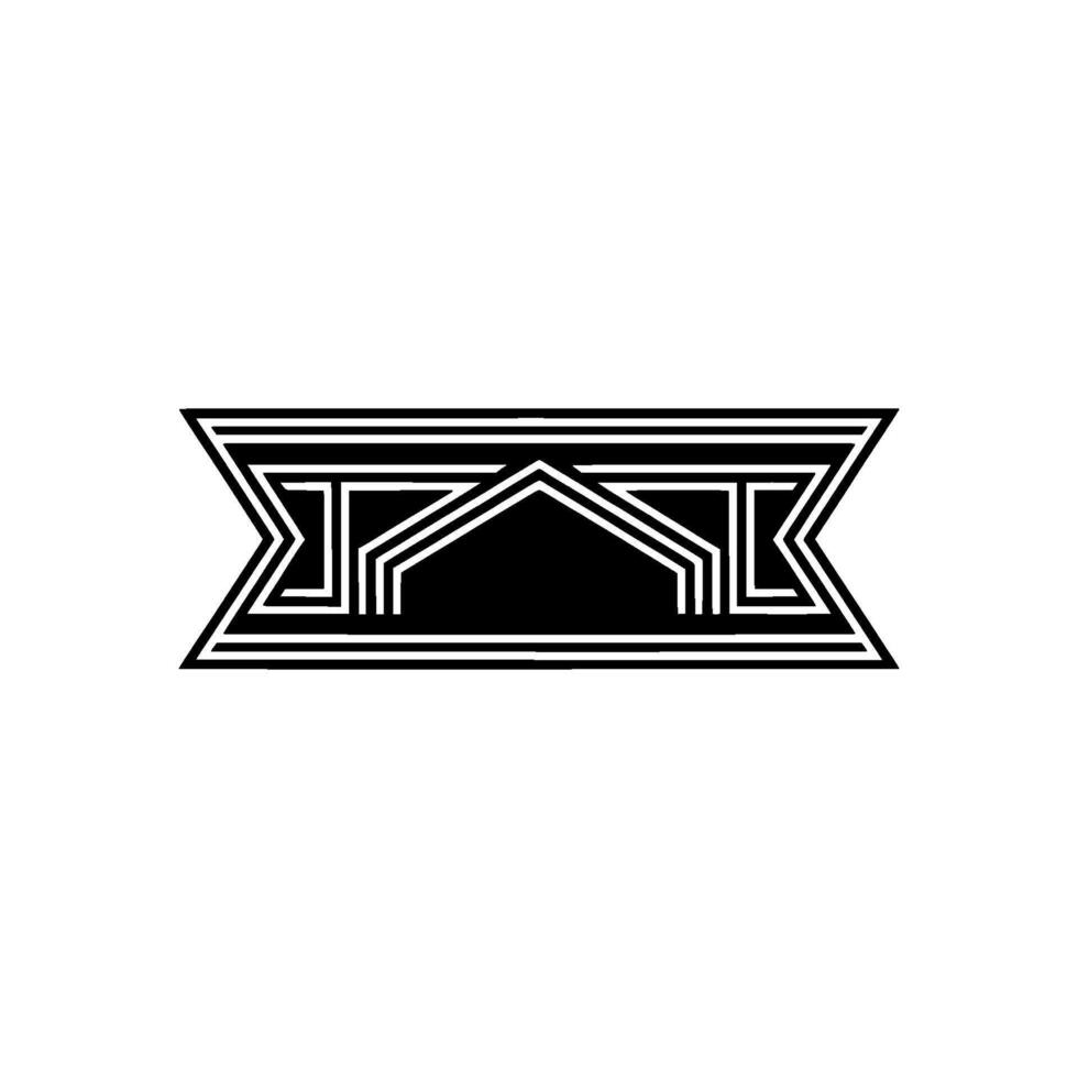 Geometric Deco Emblem, Layered Lines, Minimalist vector