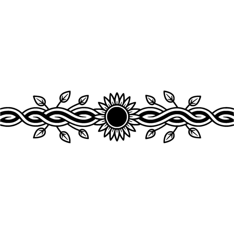 Floral Border with Sunflower Elegant, Decorative Element vector