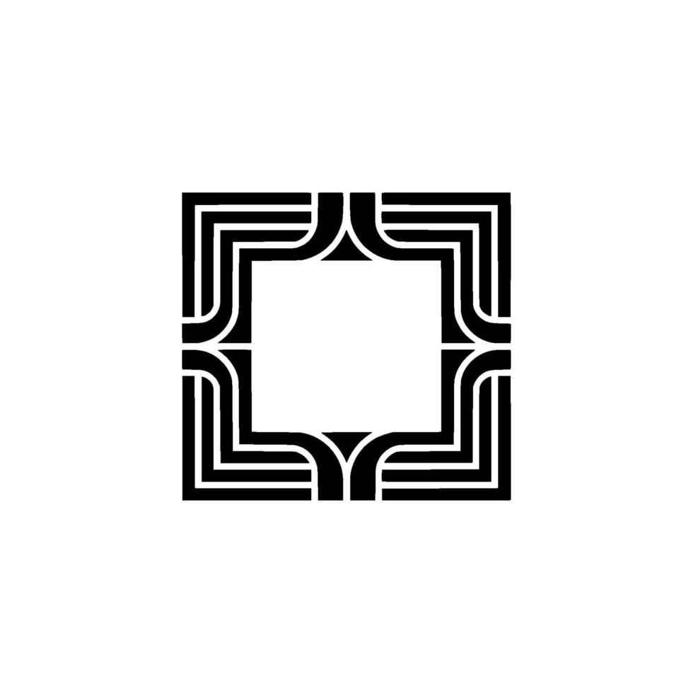 Geometric Deco Frame, Minimalist, Elegant Outline, Square vector