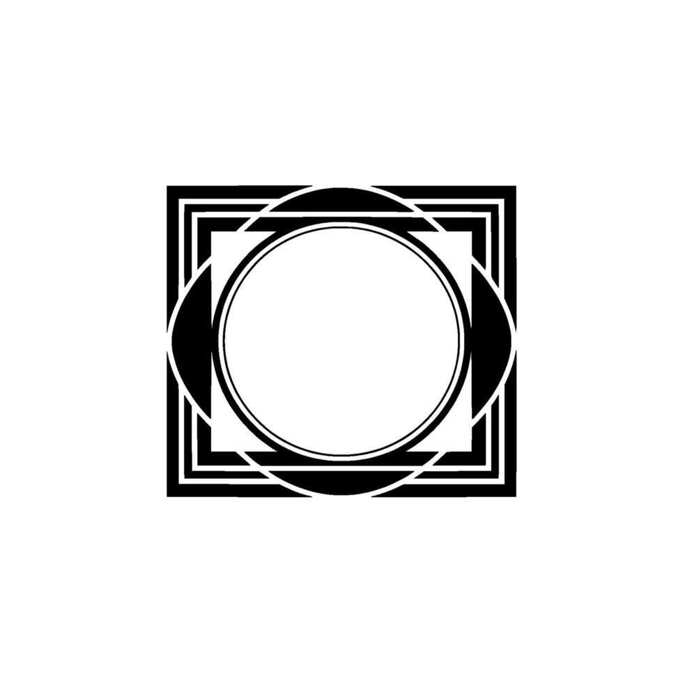 Geometric Deco Frame, Minimalist, Elegant Border, Circular - Square vector