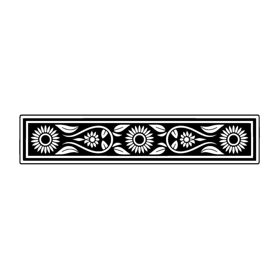 Stylized Sunflower Border, Vintage Decorative Element, Floral vector