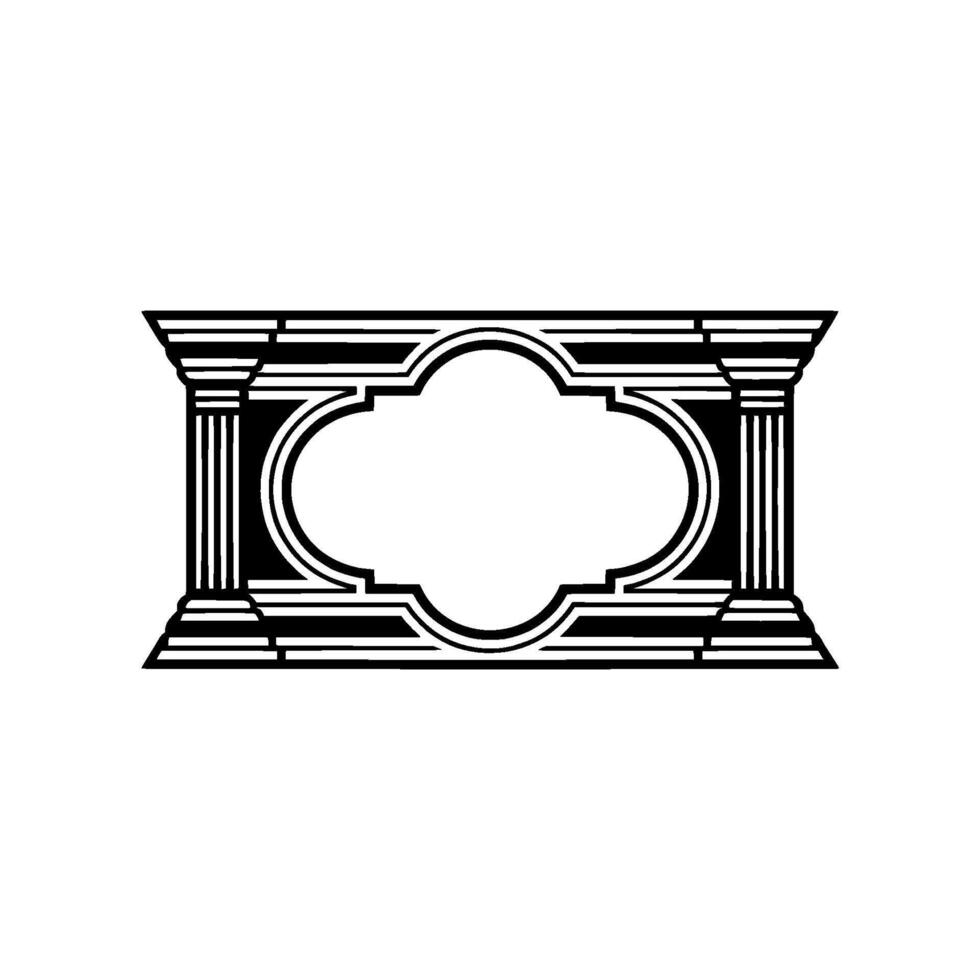 Geometric Deco Frame, Minimalist, Elegant Border, Ornate - Symmetrical vector