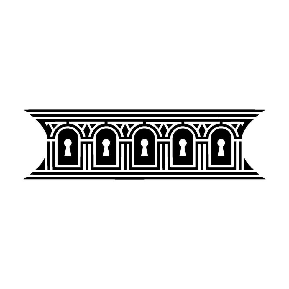 Art Deco Lock Motif, Geometric Security vector