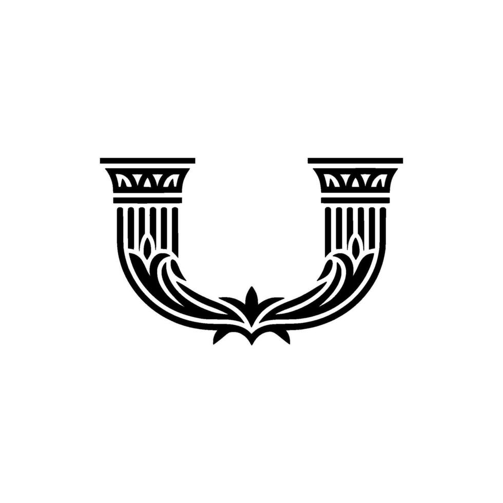 Elegant U Monogram, Classical, Vintage Style vector