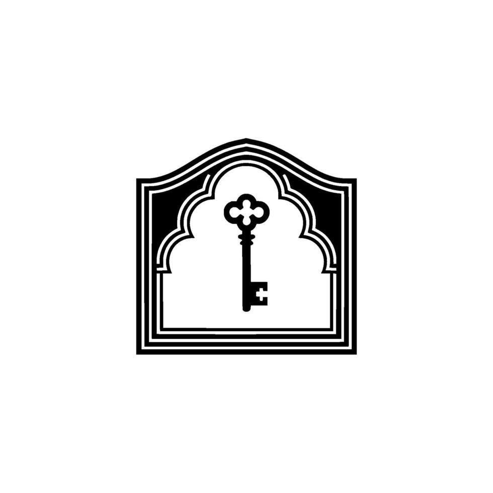 Intricate Key Within Ornate Frame Vintage Symbol vector