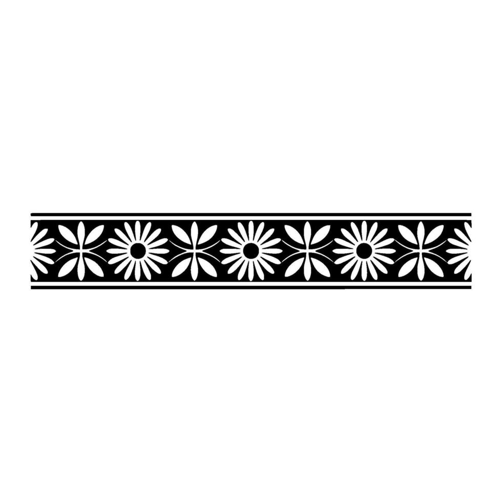 Stylized Floral Border, Geometric, Vintage Aesthetic - Pattern vector