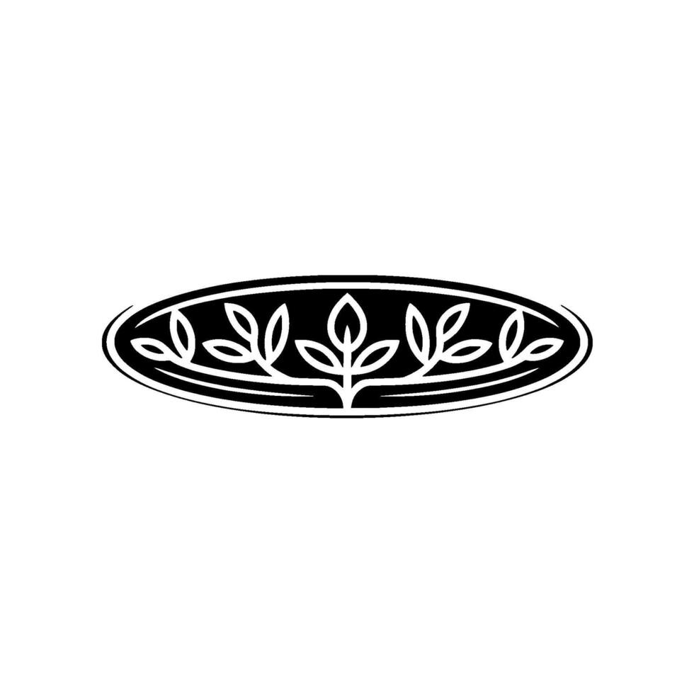 Elegant Botanical Emblem, Vintage Style - Oval vector