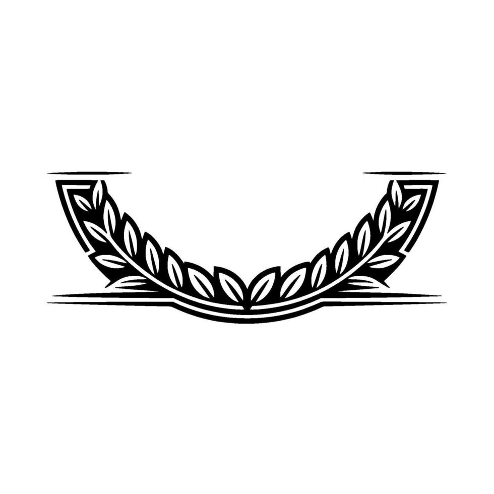 Stylized Laurel Wreath Emblem, Minimalist - Geometric vector