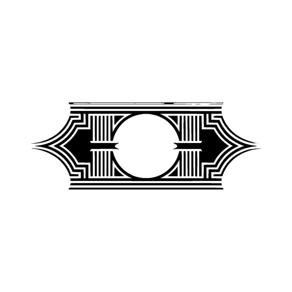 Geometric Deco Emblem, Minimalist, Vintage Aesthetic - Stylized vector
