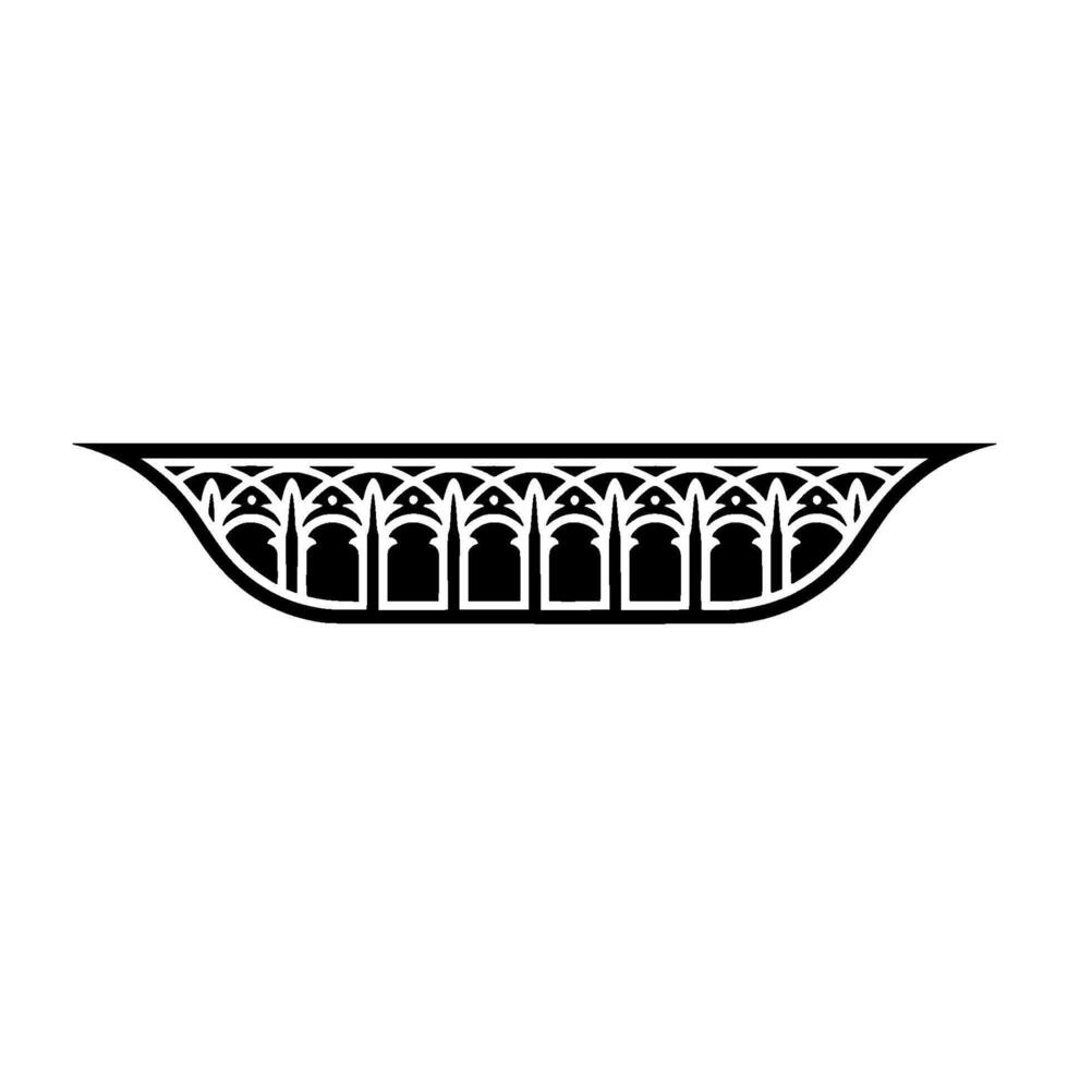 Gothic Arch Ornament, Detailed Black Line Art vector