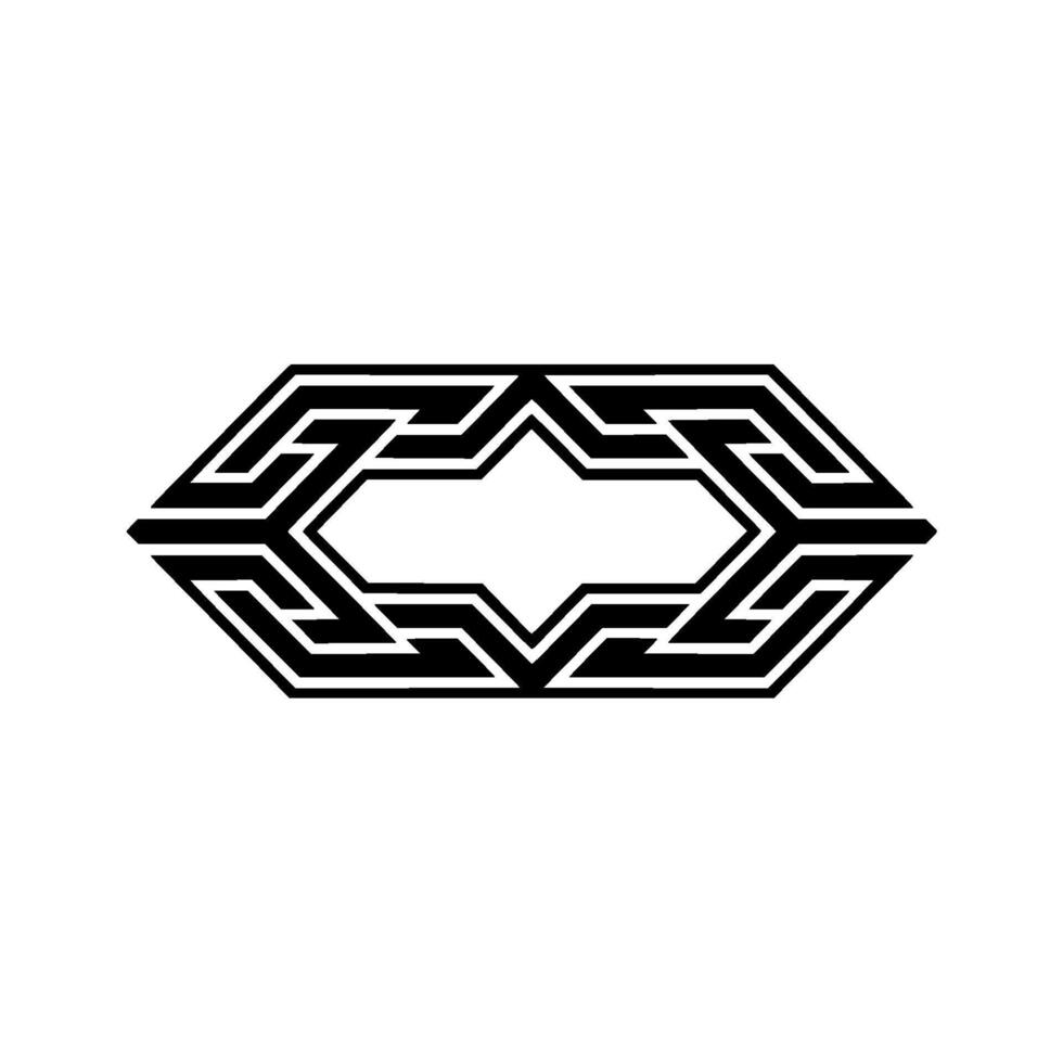 Geometric Deco Ornament, Black White, Minimalist, Hexagon vector